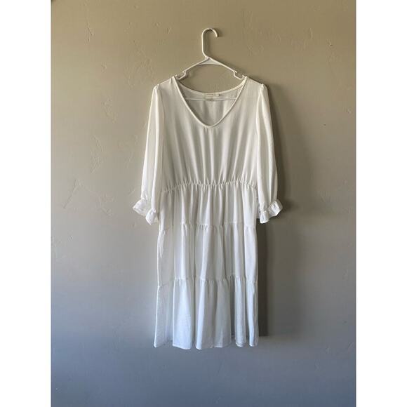 NWT Reborn J White Knee Length Modest Dress - Picture 4 of 4